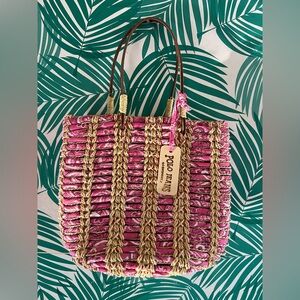 Vintage Ralph Lauren Polo Jeans mini tote pink and tan are with leather handles